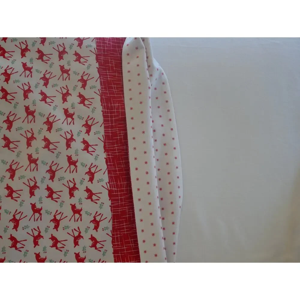 Handmade Red Reindeer Christmas Pillowcase, Designer Cotton (14x21)